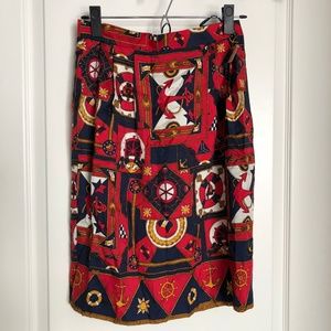NWT Talbots Silk Nautical Gold Chain Skirt 8